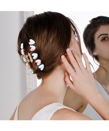 6 PCS Colorful Heart Shaped Large Hair Claw Clips for Women & Girls | Strong Hold Non Slip Matt Clips for Thin, Thick, Curly Hair | Hair Accessories - Buy Online on GoSupps.com