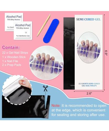 CBOIC Half Hardened UV Gel Strips - 22PCs Self-Adhesive Purple Glitter Gradient Nail Foils | Long-Lasting Gellack Wraps for Perfect Nails - Buy Online on GoSupps.com