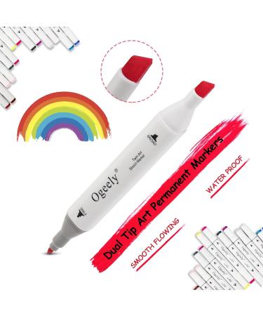 Ogeely Alcohol Markers 82 Color Dual Tip Permanent Art Markers with Case, Bullet Nib & Chisel Tip for Kids & Adults - Ideal for Sketching, Illustrations, and Design Drawing - Buy Online on GoSupps.com