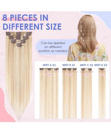 Elailite Clip in Hair Extension Real Human Hair Remy Natural Hair - 8 Pieces (Thin Weft) Full Head Straight - #18/613 Ash Blonde Mix Bleach Blonde - 10 Inch (50 g) 10 Inch (50 g) #18/613 Ash Blonde Mix Bleach Blonde - Buy Online on GoSupps.com