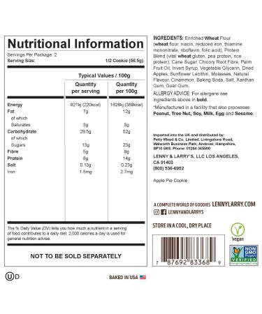 Lenny & Larry's Complete Cookie - Vegan Apple Pie Flavor, 16g Plant Protein, Non-GMO, 4oz (Pack of 12) - Buy Online on GoSupps.com