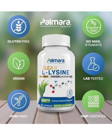 Buy Clean L-Lysine 600mg - Vegan Non-GMO Gluten-Free Capsules | 120 Count - Fast International Shipping - Buy Online on GoSupps.com