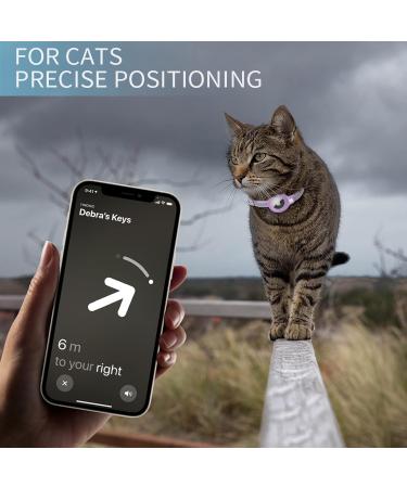 Kocnydey Leather Reflective AirTag Cat Collar - Adjustable Anti-Wing Collar with Bell for Cats & Small Dogs (Purple M: 28-37cm) - Buy Online on GoSupps.com