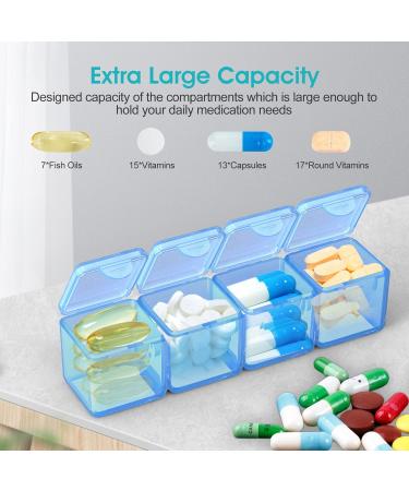 Restree Weekly Pill Organizer - 4 Times a Day Large 28 Compartment Moisture-Proof & Waterproof Medicine Box for Vitamins Fish Oil & Supplements - Black - Buy Online on GoSupps.com