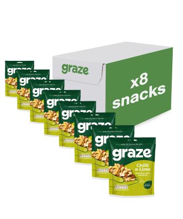 Graze - Chilli & Lime Savory Snacks - Vegan Savoury Snacks High in Protein & Fibre - Pack of 8 snacks Chilli&Lime 8 count
