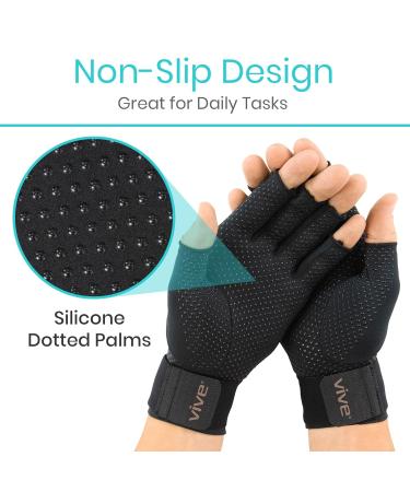 Vive Copper Arthritis Gloves - Fingerless Compression for Carpal Tunnel Rheumatoid & Osteoarthritis Pain Relief - Support for Women & Men - Small Black - Buy Online on GoSupps.com
