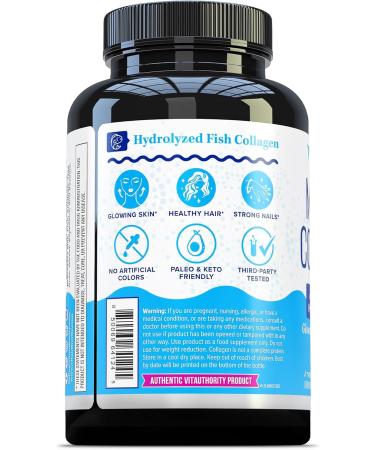 Marine Collagen Capsules Hyaluronic Acid & Vitamin C | 2 000mg Hydrolyzed Fish Collagen Peptides per Serving | Skin Elasticity Hydration Hair Nail & Joint Support | Pescatarian-Friendly 30 Servings - Buy Online on GoSupps.com