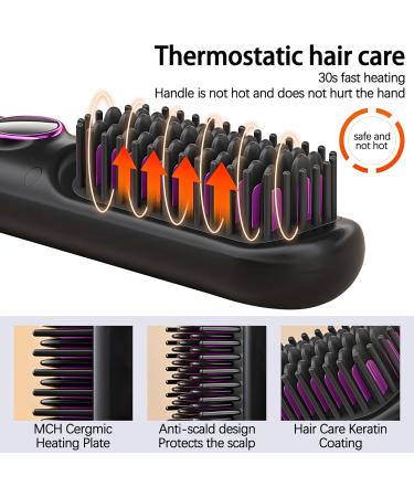 Portable Cordless Hair Straightening Brush - Lightweight Mini Thermal Comb with Negative Ion Technology for Effortless Styling - Buy Online on GoSupps.com
