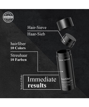 LEON MIGUEL Hair Fiber - Premium Hair Thickener for Balding and Thinning Hair, 25g (Black) - Buy Online on GoSupps.com