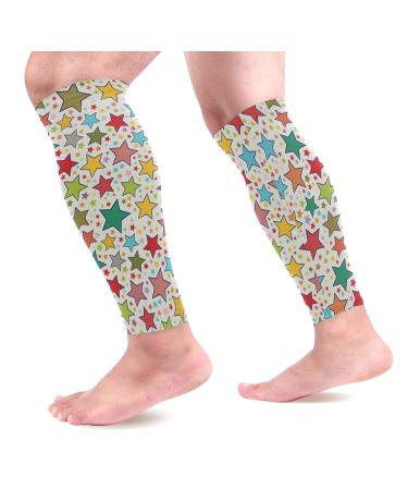 EZIOLY Lucky Stars Calf Compression Socks for Running Cycling Maternity Travel Nurses