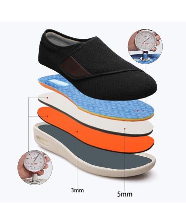 Diabetic Women's Adjustable Wide Width Memory Foam Slippers - Size 8.5 Black - Buy Online on GoSupps.com