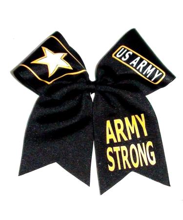 Cheer Bows U.S. Army Strong Military Support Patriotic Hair Bow