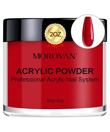 Morovan Nail Acrylic Powder Red Acrylic Nail Powder 2oz Professional Large Acrylic Nail Powder Polymer Nail Powder for Acrylic Nail Exrension