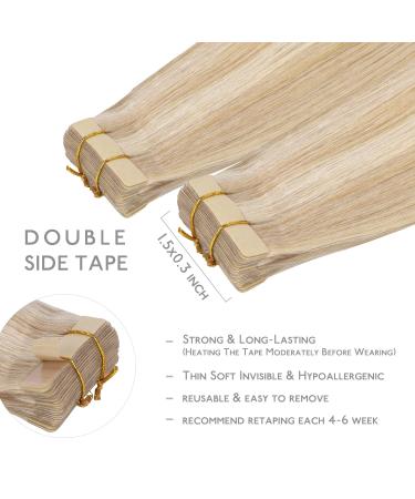20pcs Real Hair Tape Extensions - 30cm Dirty Blonde Highlights | If-alife Silky Straight Remy Invisible Skin Weft - Buy Online on GoSupps.com