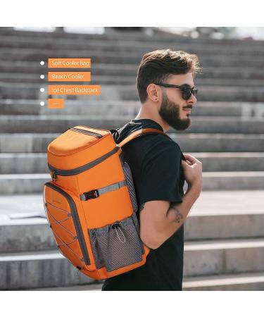Maelstrom 35 Can Leakproof Insulated Cooler Backpack - Orange | Lightweight Soft Cooler Bag for Camping, Beach, Hiking - Travel and Lunch Cooler - Buy Online on GoSupps.com