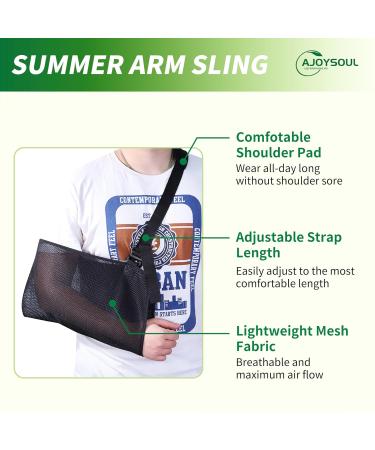 Arm Support Sling for Elbow Wrist & Shoulder Injuries - Lightweight Adjustable Arm Sling for Men & Women - Large Black - Buy Online on GoSupps.com