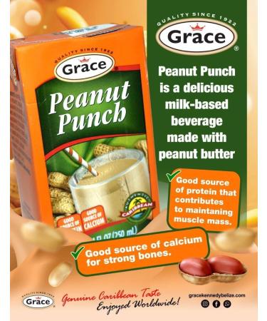 Grace PEANUT PUNCH 250ml PACK OF 6 AUTHENTIC CARIBBEAN PRODUCT OF JAMAICA. - Buy Online on GoSupps.com