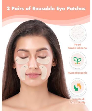 Shop Reusable Under Eye Patches - Silicone Eye Wrinkle Patches 2 Pairs with Metal Applicator & Tin Case - Buy Online on GoSupps.com
