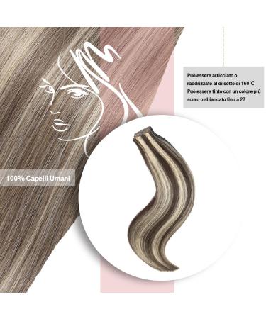 Buy Hotlulana 20-Inch Real Hair Tape-In Extensions - Chestnut Brown to Blonde Highlights (#P6/613) - 100% Natural Skin Weft 50g 20pcs - Buy Online on GoSupps.com