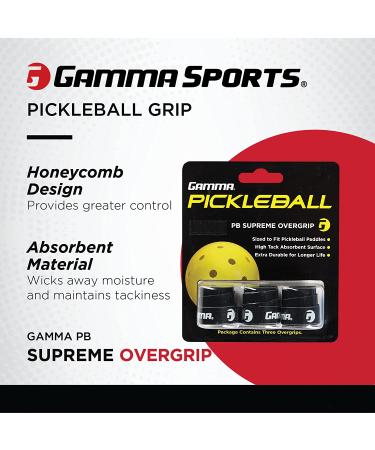 Gamma Sports Pickleball Supreme Overgrip - Easy Apply Grip Tape for Paddles in Pickleball, Badminton, and Squash - Black Tacky Over Wrap Bands - Buy Online on GoSupps.com