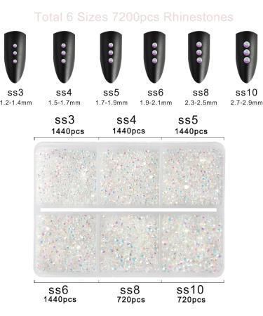 Beadsland 7200PC Flatback Rhinestones - Clear Nail Gemstones for Handicrafts Mixed Sizes SS3-SS10 includes Wax Pencil Kit - Buy Online on GoSupps.com
