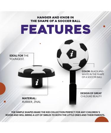 Doja Barcelona | Children's Furniture Buttons & Wall Hooks | 8 Ball Design | Rubber & Zinc Aluminum - Football Theme - Buy Online on GoSupps.com