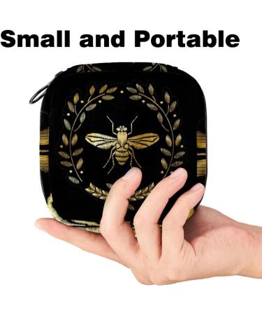 Embroidered Bee Ladies Napkin & Menstrual Pad Storage Bag | Portable Menstrual Cup Pocket with Zipper for Teens & Women - Buy Online on GoSupps.com