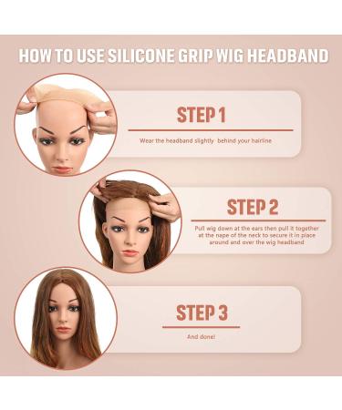 Adjustable Silicone Wig Headband - Non Slip Seamless Grip Band for Men and Women - Light Brown - 2 Pieces - Buy Online on GoSupps.com