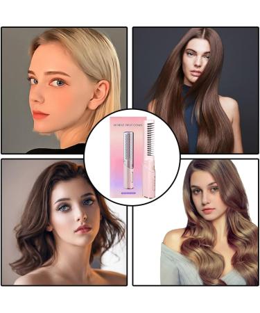 Portable Wireless Hair Straightening Brush | Fast Heating Anti-Scald Comb for Women | Lightweight Rechargeable Straightener in Pink - Perfect for International Shipping - Buy Online on GoSupps.com