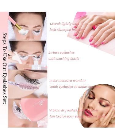 AREMOD Eyelash Extension Supplies Kit with USB Air Conditioning Blower, Lash Fan, 50 Lash Shampoo Brush, Nose Blackhead Facial Cleaning Brush, Plastic Wash Bottle - Pink - Buy Online on GoSupps.com