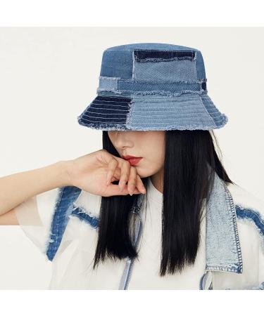 GuanGu Distressed Denim Bucket Hat | Wide Brim Sun Cap for Men & Women | Lightweight & Packable for Beach & Travel - Large-X-Large - Buy Online on GoSupps.com