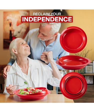 Aquashielding Spout-Proof Shovel Plates for Disabled Adults - Wave Edge Design Ideal for Simple Meals | Red (1 PC) - Buy Online on GoSupps.com