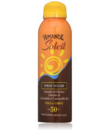 L'Amande ALMOND - Sunscreen Spray SPF 50+ 150ml - Moisturizing face and body cream protects against sunburn and skin aging with organic calendula and chamomile extracts