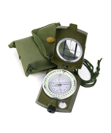 Sportneer Military Lensatic Sighting Compass, Compass Survival Tactical Compass Backpacking Compass Compact Handheld Compass with Carry Bag, Waterproof Boy Scout Compass for Hiking Camping Hunting Outdoor Army Green