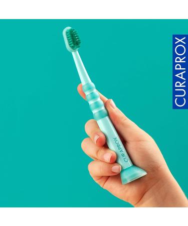 Curaprox Baby Toothbrush - Extra Soft 4260 Curen Bristles - First Toothbrush for Babies - Small Rubber Head - Green - Buy Online on GoSupps.com