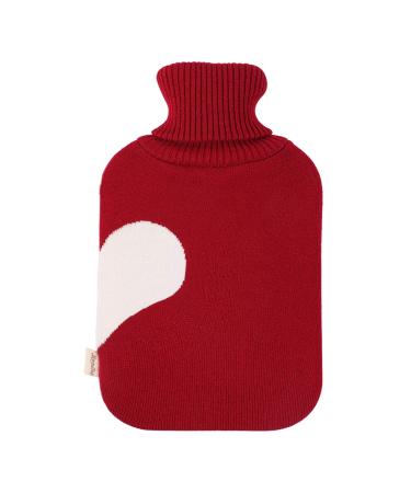 HomeTop Large 2 Liter Soft Knit Heart Pattern Hot Water Bottle Cover - ONLY Cover (2L, Wine) Wine 1 Count (Pack of 1)