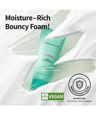 BRING GREEN Tea Tree Cica Cleansing Foam | Mild Exfoliating Cleanser for Blackheads & Sensitive Skin | 10.1 Fl. Oz - Buy Online on GoSupps.com
