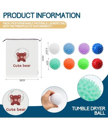 ZOCONE 8 Pcs Tumble Dryer Balls Reusable Silicon Drying Balls for Tumble Dryer 4 Large Size Laundry Balls for Washing Machine+4 Small Size Washing Machine Balls Laundry Dryer Balls with Storage Bag - Buy Online on GoSupps.com