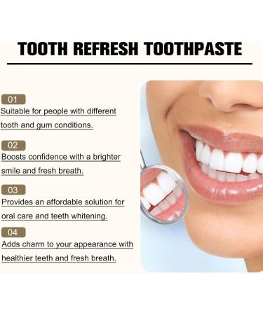 2PCS Tooth Refresh Toothpaste Fresh Breath Whitening Toothpaste Natural Oral Care & Enamel Repair Helps Remove Coffee Tea & Wine Stains Deep Cleaning Care - Buy Online on GoSupps.com