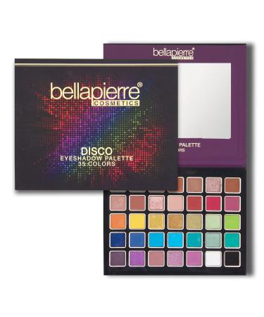 bellapierre Disco Eyeshadow Palette | 35 Shades in Matte  Satin  Shimmer  & Glitter Finishes | Non-Toxic & Paraben Free | Vegan & Cruelty Free