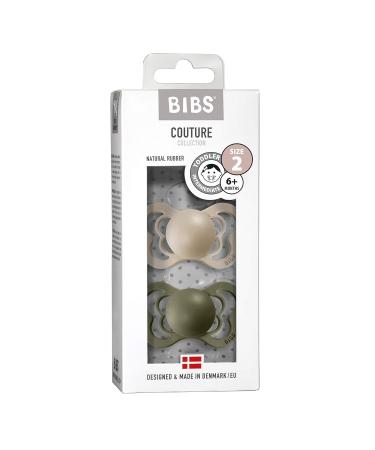BIBS Couture Baby Pacifier 2-Pack | Made in Denmark | BPA Free | Anatomical Nipple | Natural Rubber Latex | Size 2 (6-18 Months) | Vanilla/Olive - Buy Online on GoSupps.com