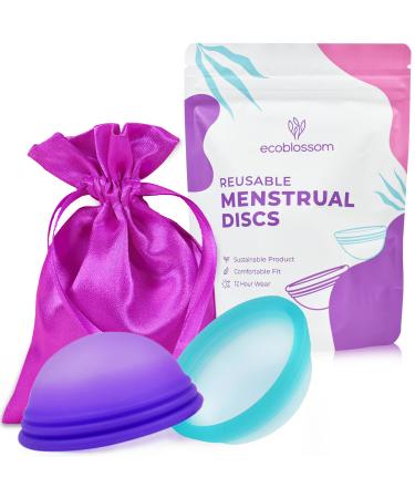 Ecoblossom Reusable Menstrual Disc - Set of 2 Menstrual Cup - Soft Period Disc for Women Designed with Flexible, Medical-Grade Silicone Period Cup (1 Small + 1 Large) 2 Piece Assortment
