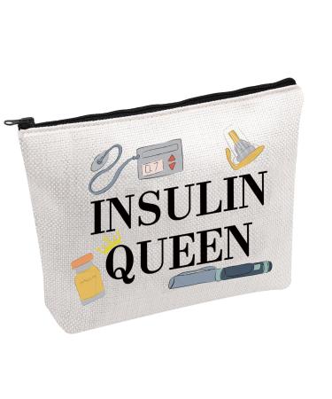 PWHAOO Insulin Queen Makeup Bag Diabetes Awareness Cosmetic Bag Diabetes Support Cosmetic Bag Diabetic Life Gift (INSULIN QUEEN B)