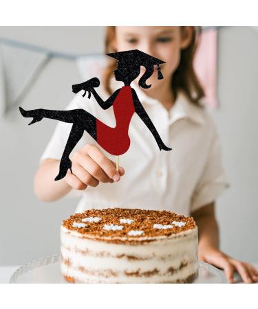 Glitter Graduation 2024 Cake Topper High Heel Girl Graduation Cake Pick for 2024 High School/College/Senior Graduation Party Glitter Decorations Red - Buy Online on GoSupps.com