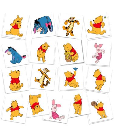 Winnie Birthday Party Supplies  34Pcs Temporary Tattoos Party Favors Gifts  Removable Fake Tattoo Stickers for Goody Bag Treat Bag Stuff for Winnie Birthday Decorations