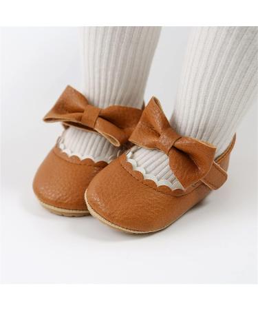 RVROVIC Baby Girl Princess Mary Jane Moccasins | Soft Sole Crib Shoes 12-18 Months | Toddler Dress Shoes B Brown - Buy Online on GoSupps.com