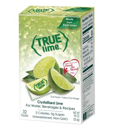 TRUE LIME Water Enhancer (32 Packets) | Zero Calorie Unsweetened Water Flavouring | For Water Bottled Water & Recipes | Water Flavor Packets Made with Real Citrus 1-Pack