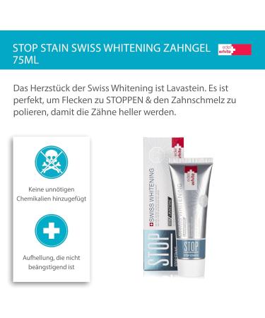 Noble+ White Stop Stain Swiss Whitening Tooth Gel 75ml | Polishing Gel for Bright White Teeth | Fluoride-Free Tooth Cleaning Formula with Lava Stone - Buy Online on GoSupps.com