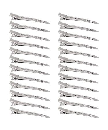 24 Pcs Duck Billed Hair Clips for Styling Sectioning Silver Metal Hair Clips for Women Long Hair Metal Alligator Curl Clips for Hair Roller Salon 24 pack