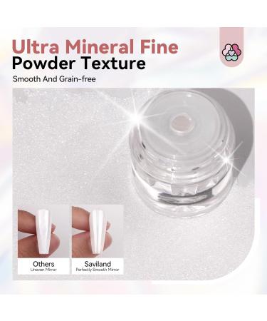 Saviland Trendy Chrome Nail Powder 1g - White Pearl Mirror Effect Pigment for DIY Manicures at Home or Salon - Buy Online on GoSupps.com